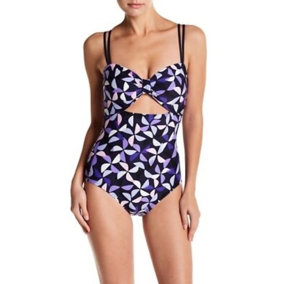 Kate Spade New York Rich Navy Floral Cutout One-Piece‎ Swimsuit Size Small